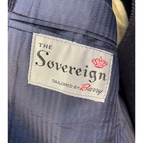 Retro Vtg 3 Piece Navy Blue Corduroy Suit 44R Blazer 40x32 Pants - Picture 9 of 12